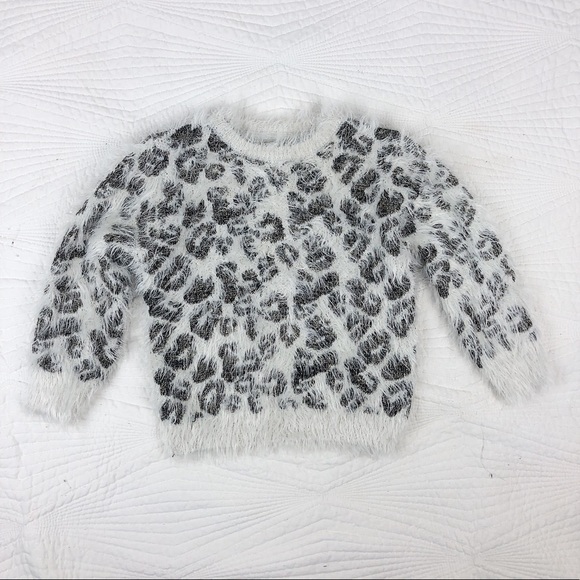 2/$10 Fuzzy White Leopard Print Christmas Sweater - Picture 1 of 6